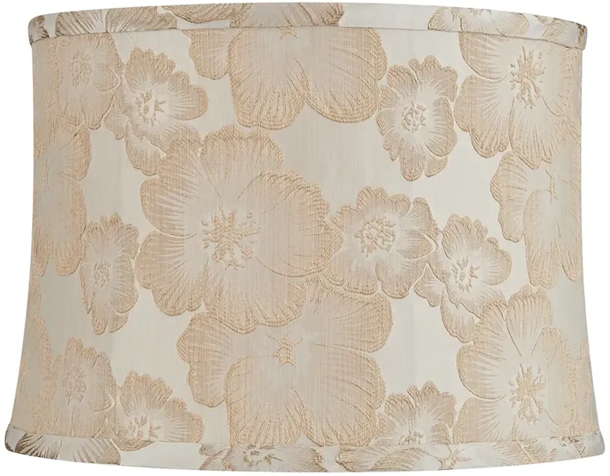 Springcrest Abbi Beige Camellia Floral Pattern Drum Shade 13x14x10 (Spider)
