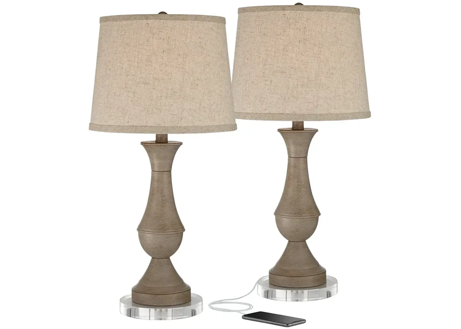 Regency Hill Avery Touch USB Lamps with LED Bulbs and Acrylic Risers