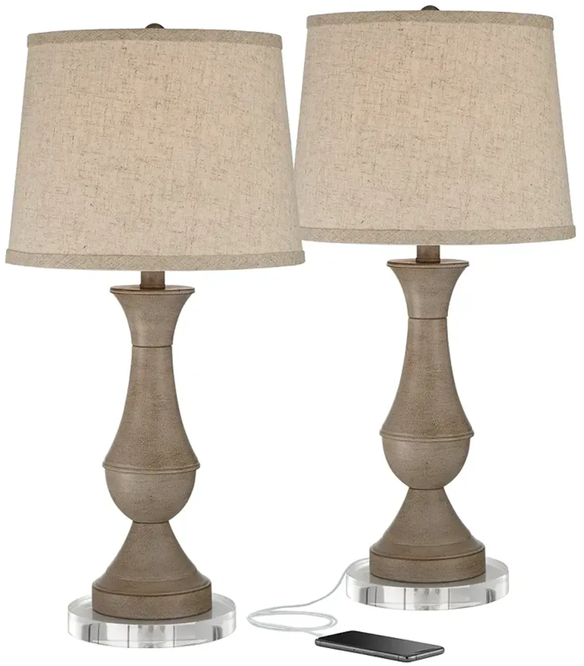 Regency Hill Avery Touch USB Lamps with LED Bulbs and Acrylic Risers