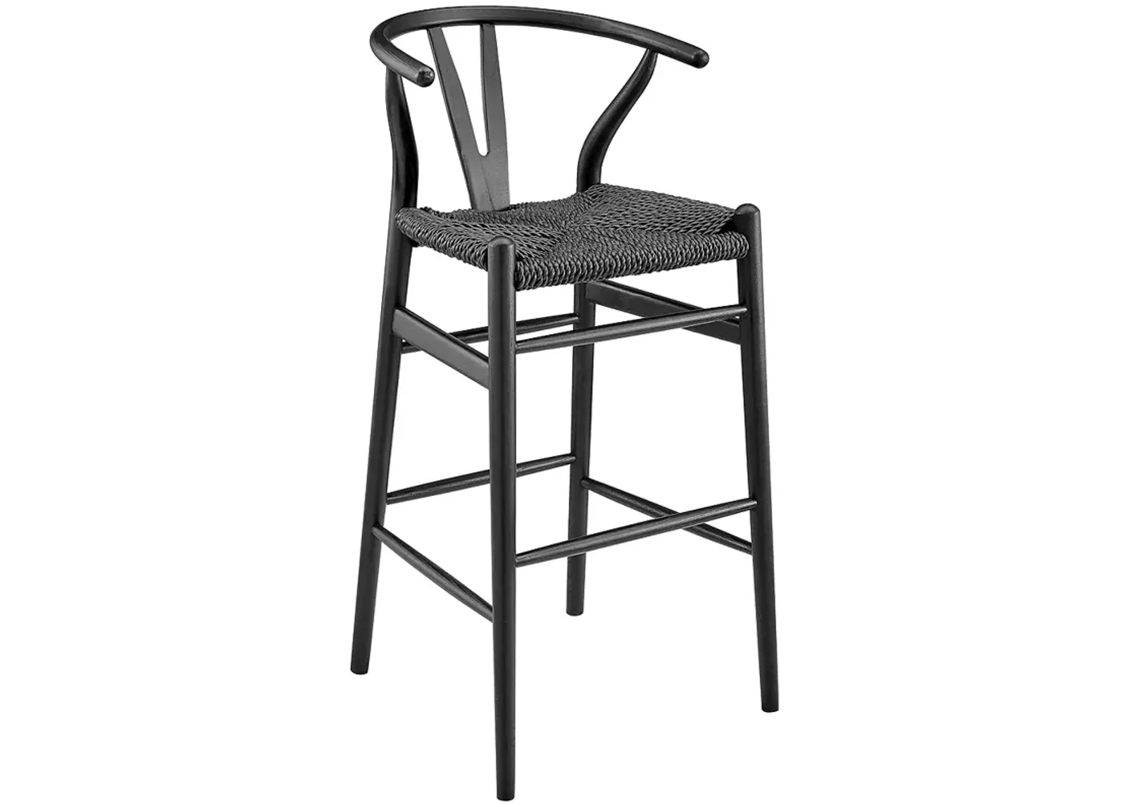 Evelina 30" Black Rattan Outdoor Bar Stool