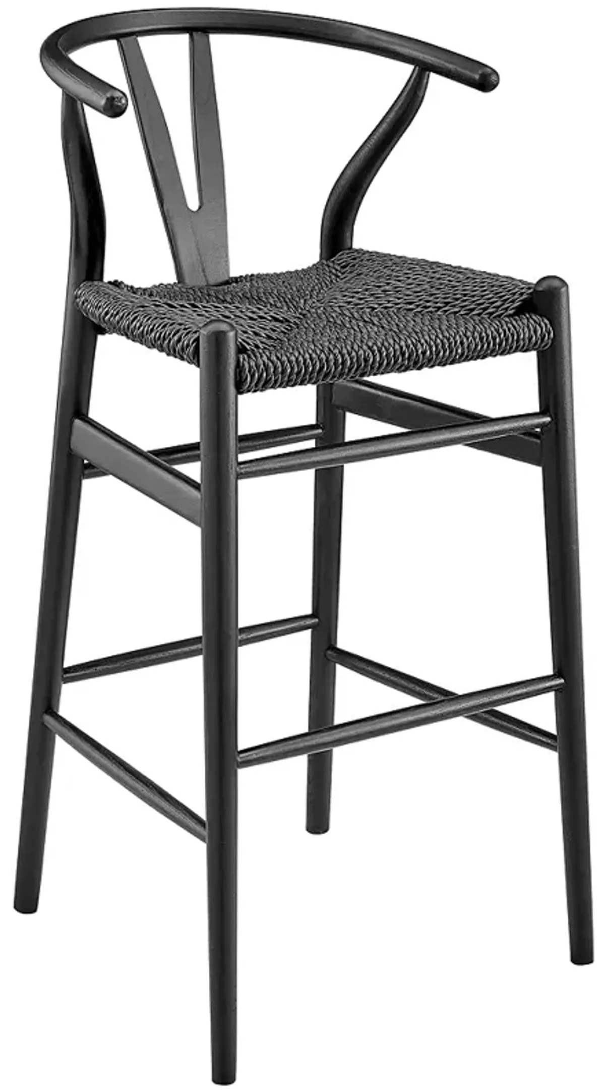 Evelina 30" Black Rattan Outdoor Bar Stool