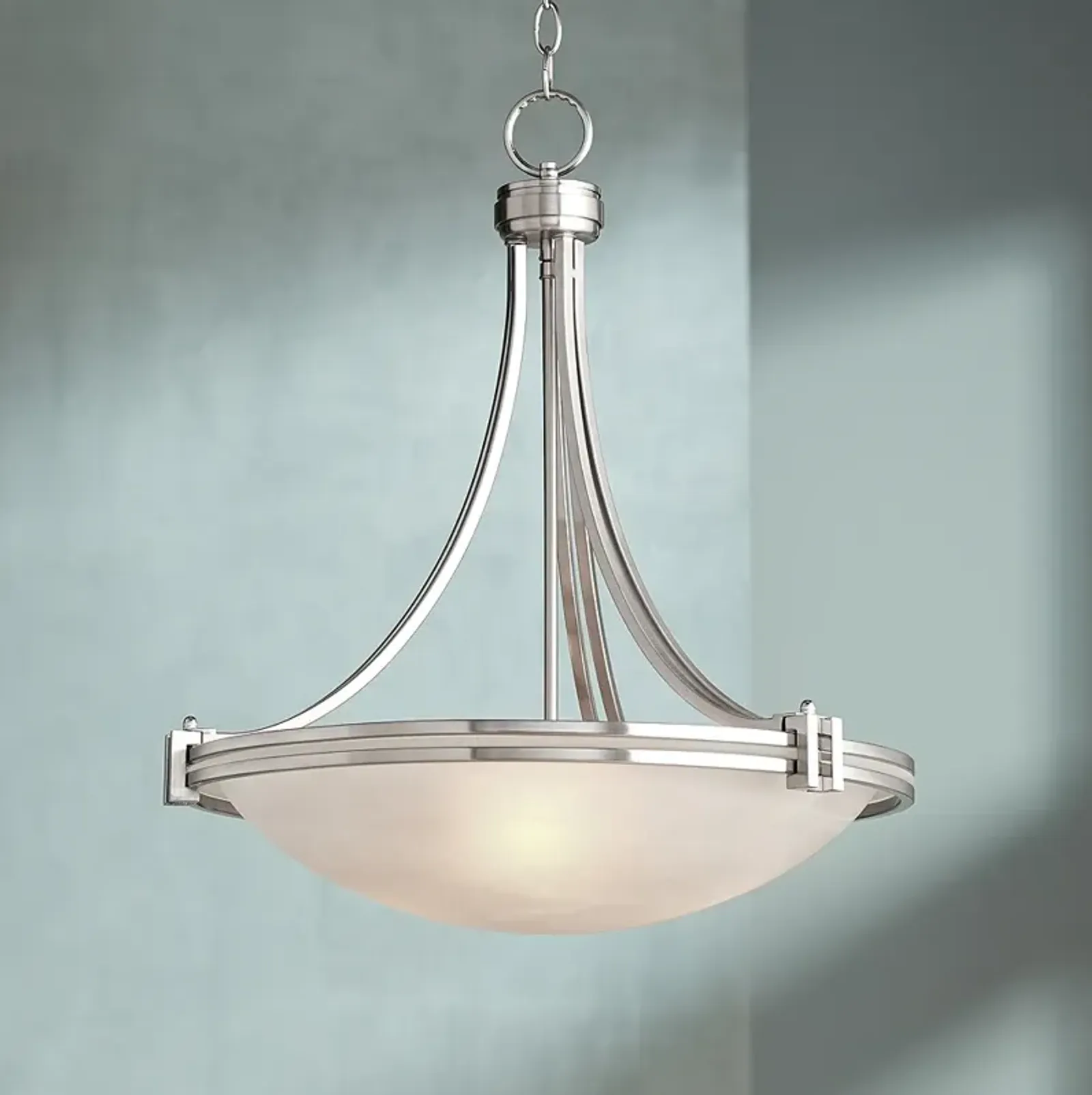 Possini Euro Deco 21 1/2" Wide Glass and Brushed Nickel Pendant Light