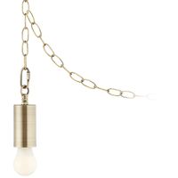 Antique Brass Plug-In Hanging Swag Chandelier with Frosted A19 LED Bulb