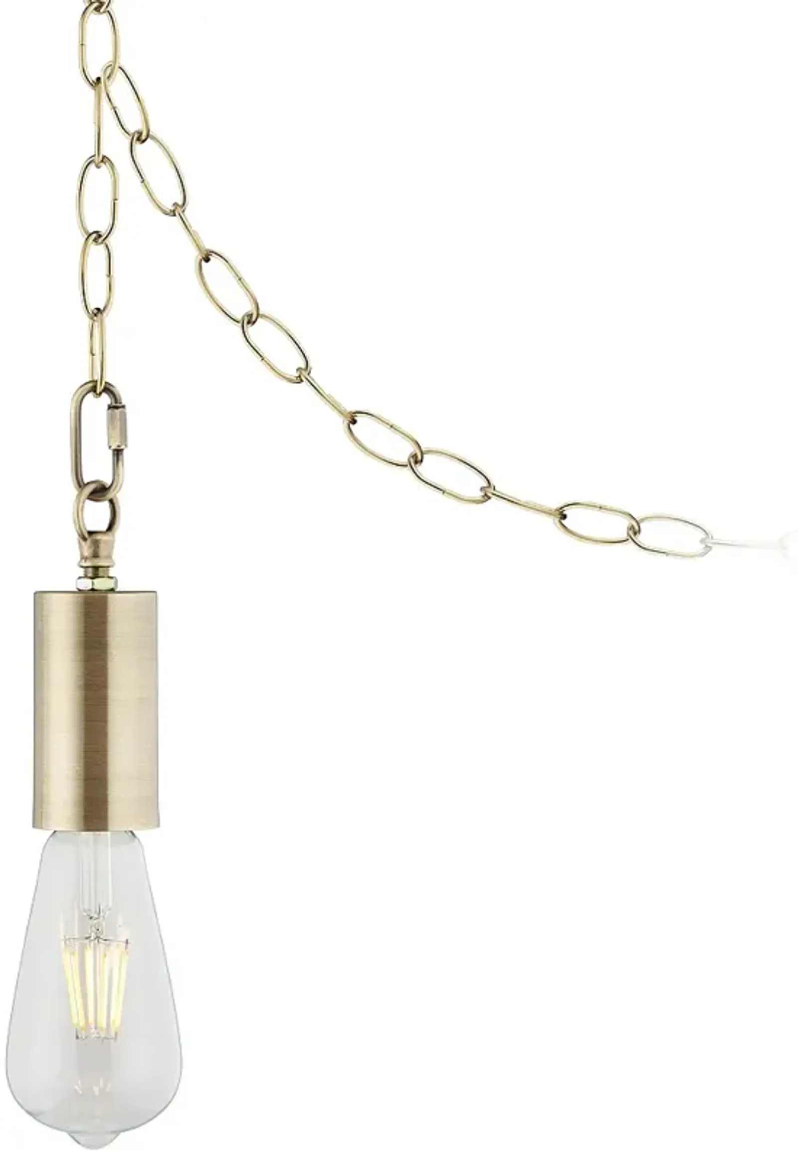 Possini Euro Antique Brass Plug-In Swag Chandelier with Edison LED Bulb