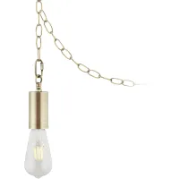 Possini Euro Antique Brass Plug-In Swag Chandelier with Edison LED Bulb