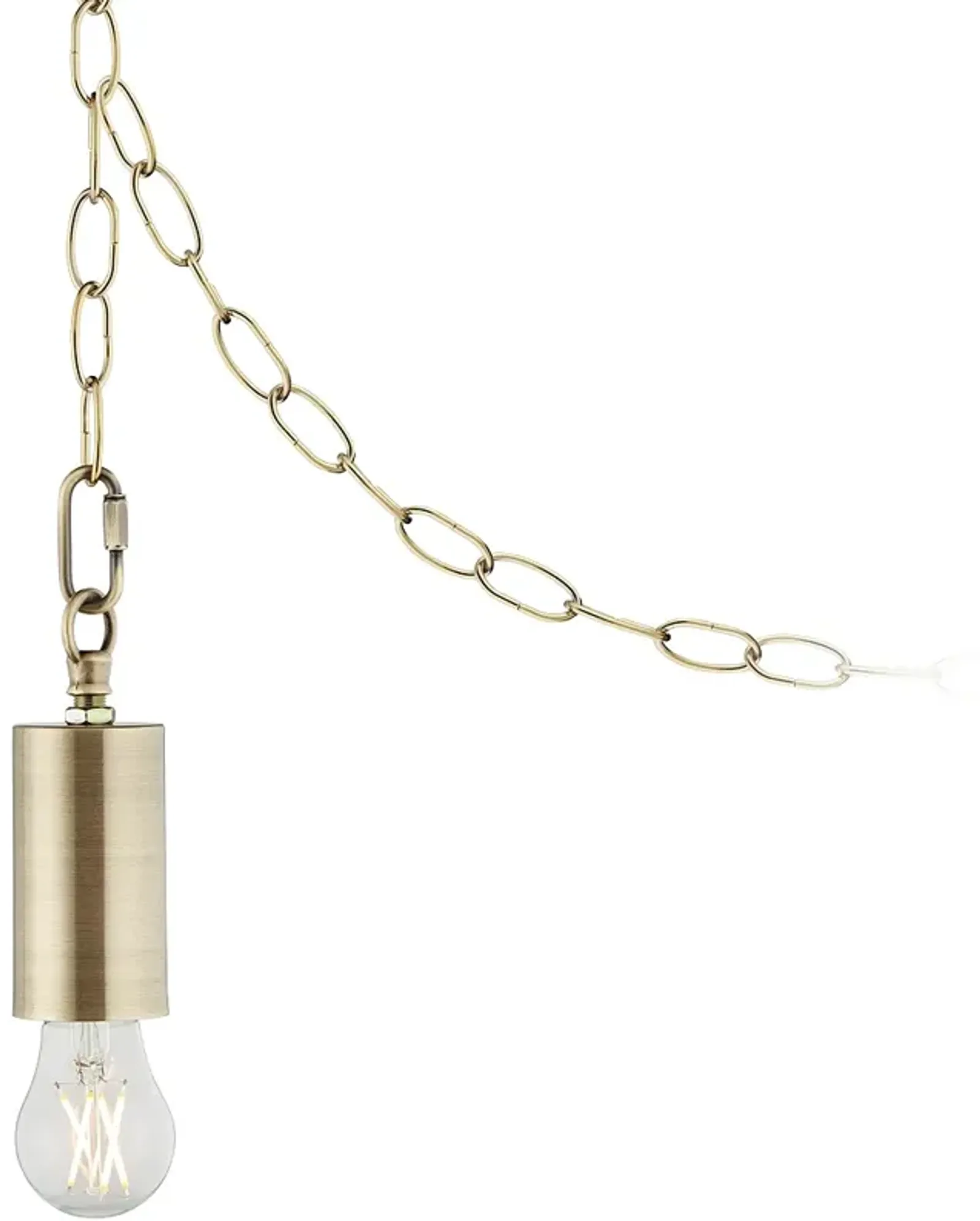 Possini Euro Antique Brass Plug-In Swag Chandelier with Clear LED Bulb