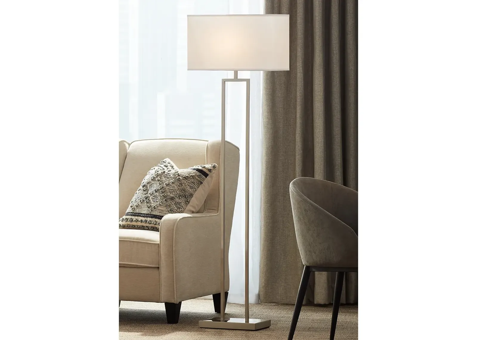 Pacific Coast Lighting Everett 61" Satin Nickel Open Column Floor Lamp