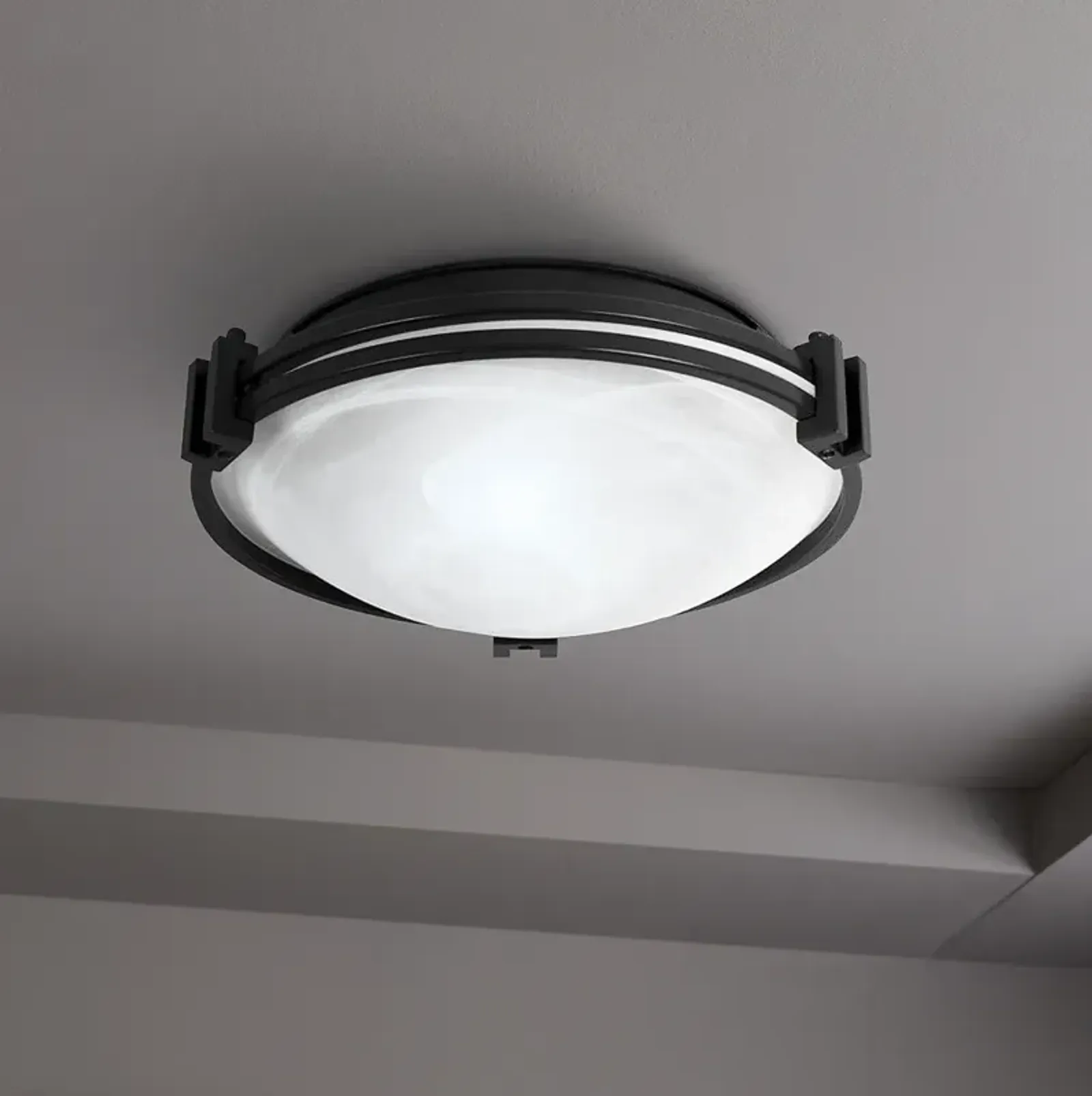 Possini Euro Deco Collection 12 3/4" Flush Mount Black Ceiling Light