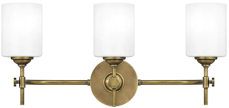 Quoizel Aria 22 1/2" Wide Weathered Brass 3-Light Bath Light