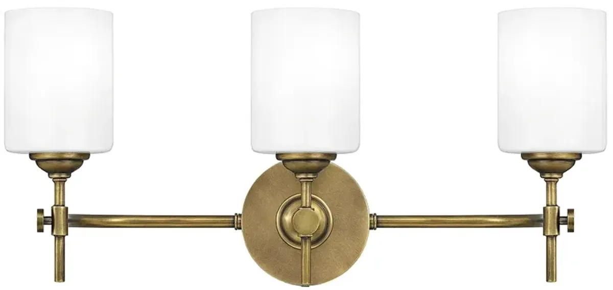 Quoizel Aria 22 1/2" Wide Weathered Brass 3-Light Bath Light