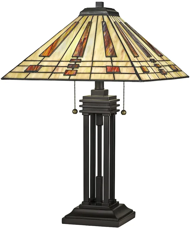 Quoizel Stevie 24 1/4" Bronze and Art Glass Tiffany-Style Table Lamp