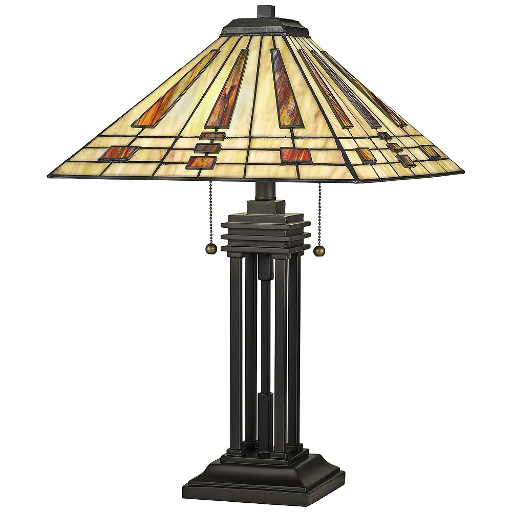 Quoizel Stevie 24 1/4" Bronze and Art Glass Tiffany-Style Table Lamp