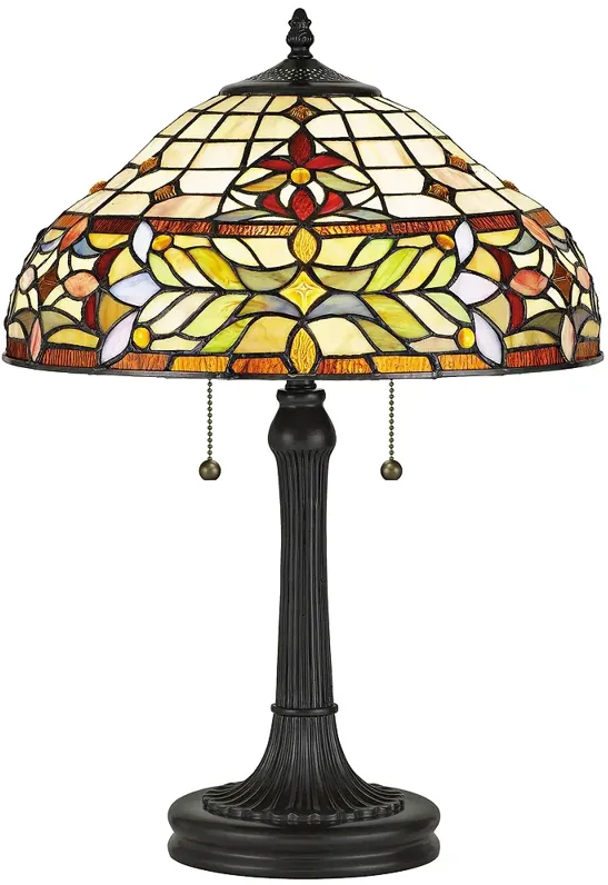 Quoizel Quinn 22 1/2" High Bronze Tiffany-Style Accent Table Lamp