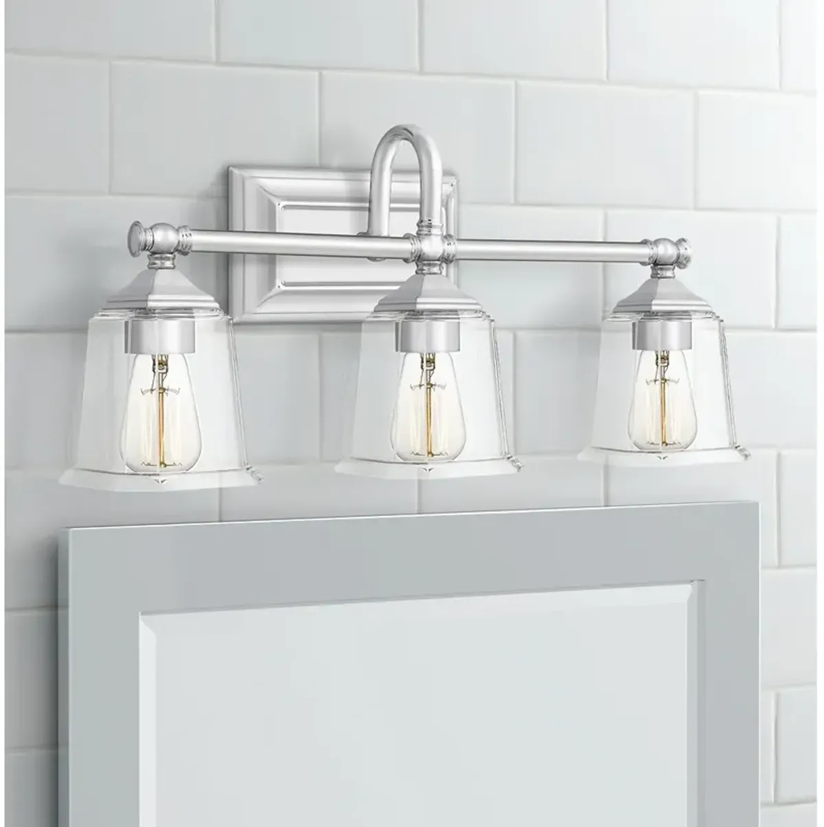 Quoizel Nicholas 22" Wide Polished Chrome 3-Light Bath Light