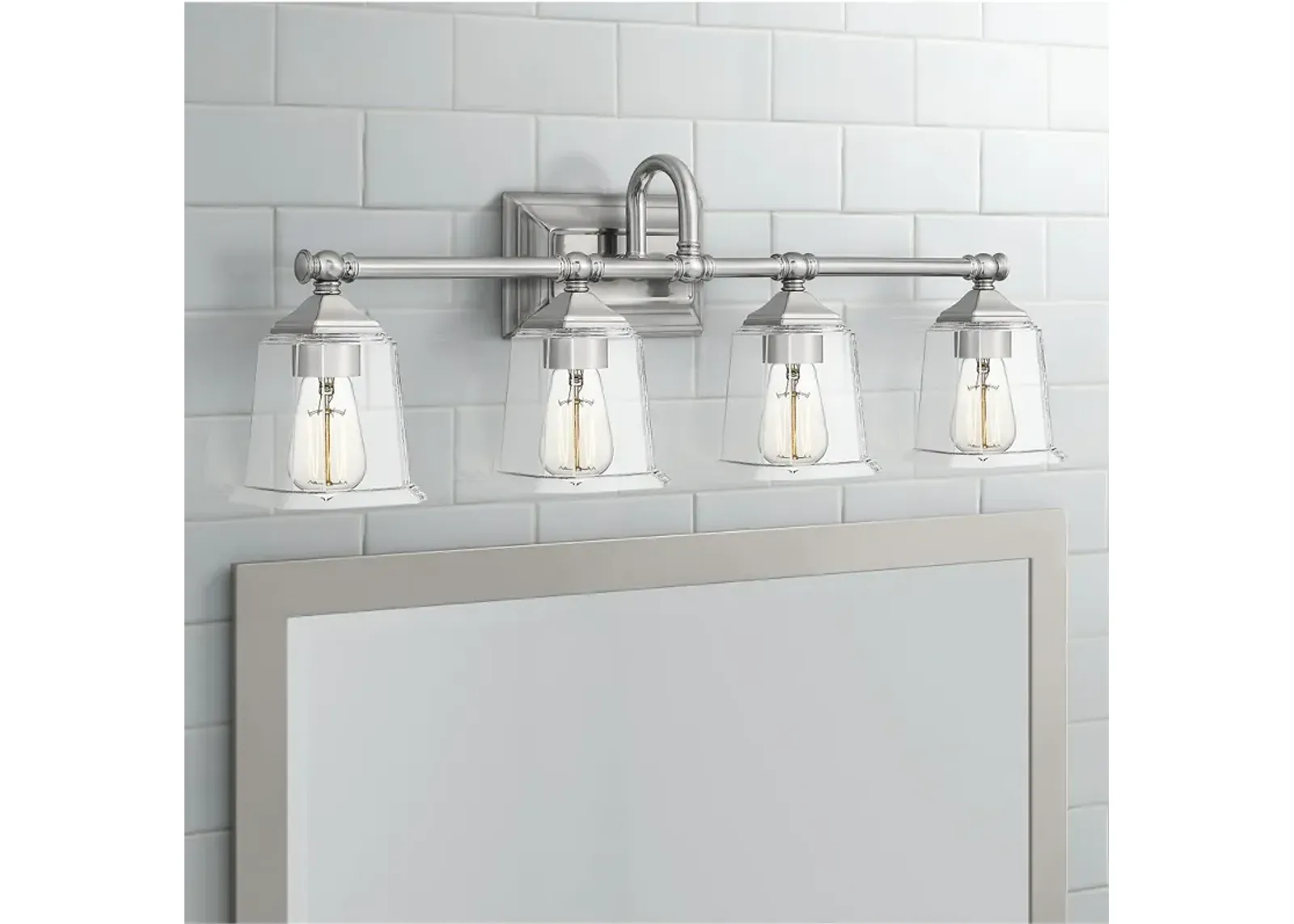 Quoizel Nicholas 30 1/2" Wide Brushed Nickel 4-Light Bath Light