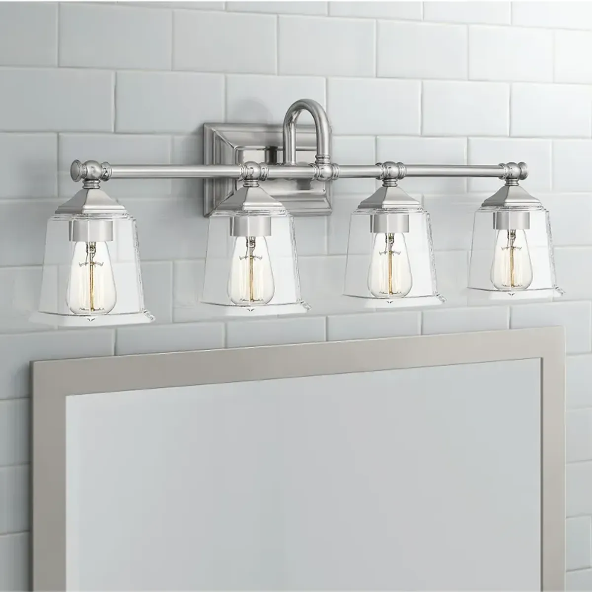 Quoizel Nicholas 30 1/2" Wide Brushed Nickel 4-Light Bath Light