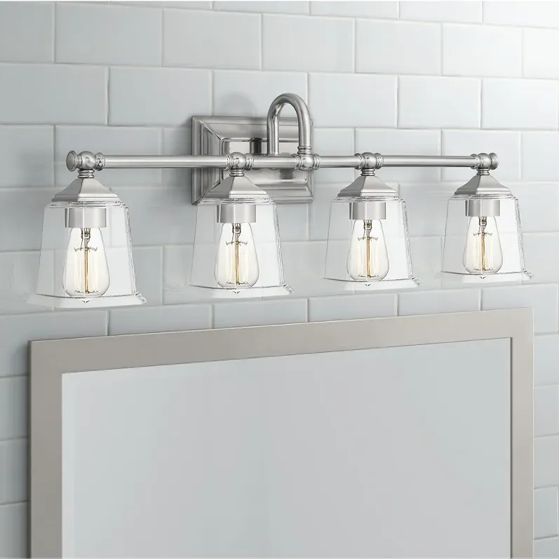 Quoizel Nicholas 30 1/2"W Brushed Nickel 4-Light Bath Light