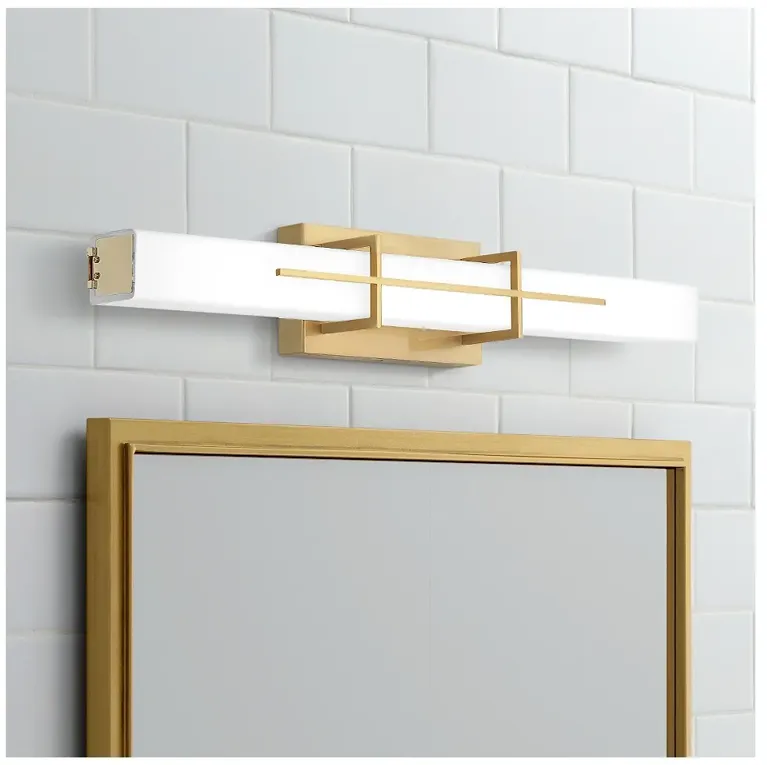 Quoizel Gemini 28 1/4" Wide Aged Brass LED Bath Light