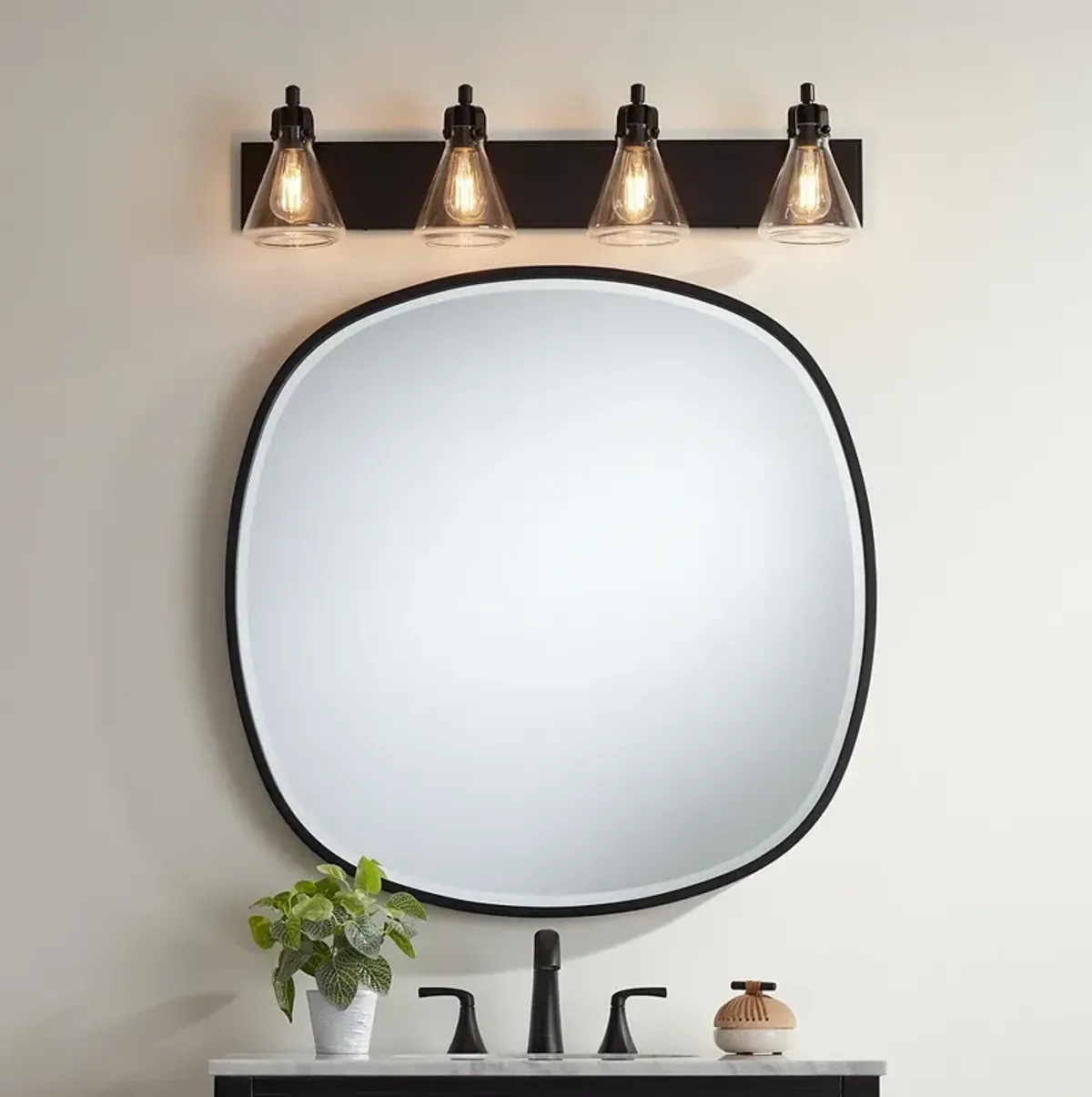 Bath Kit: Possini Euro Cindy Bath Light with Uttermost Webster Wall Mirror