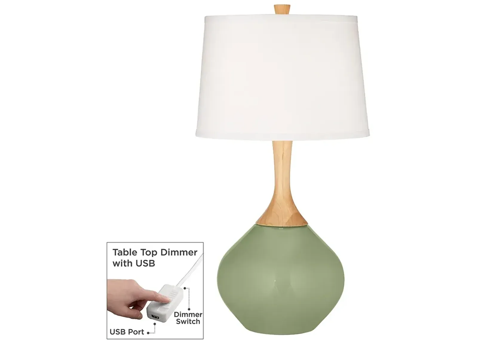 Majolica Green Wexler Table Lamp with Dimmer