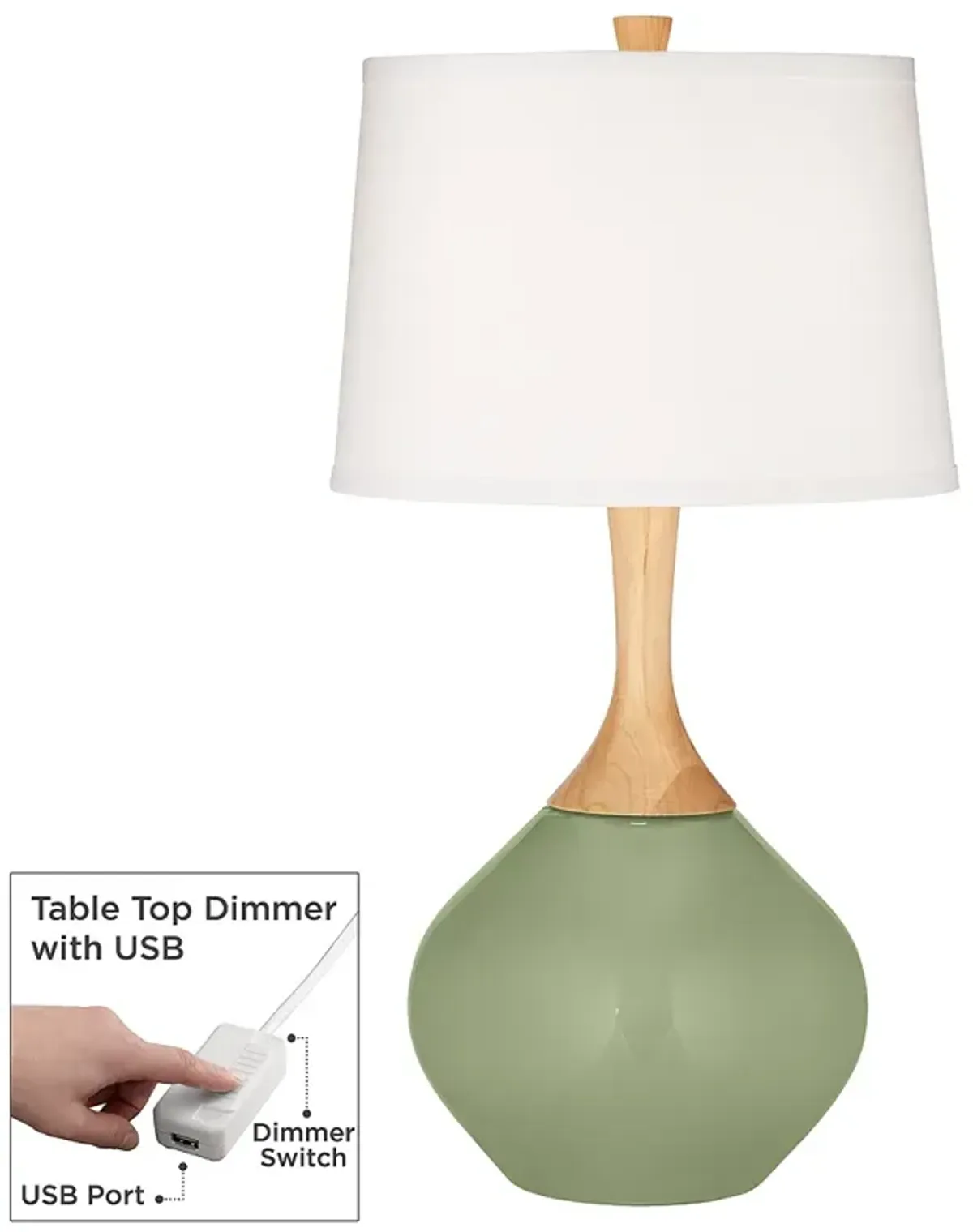 Majolica Green Wexler Table Lamp with Dimmer