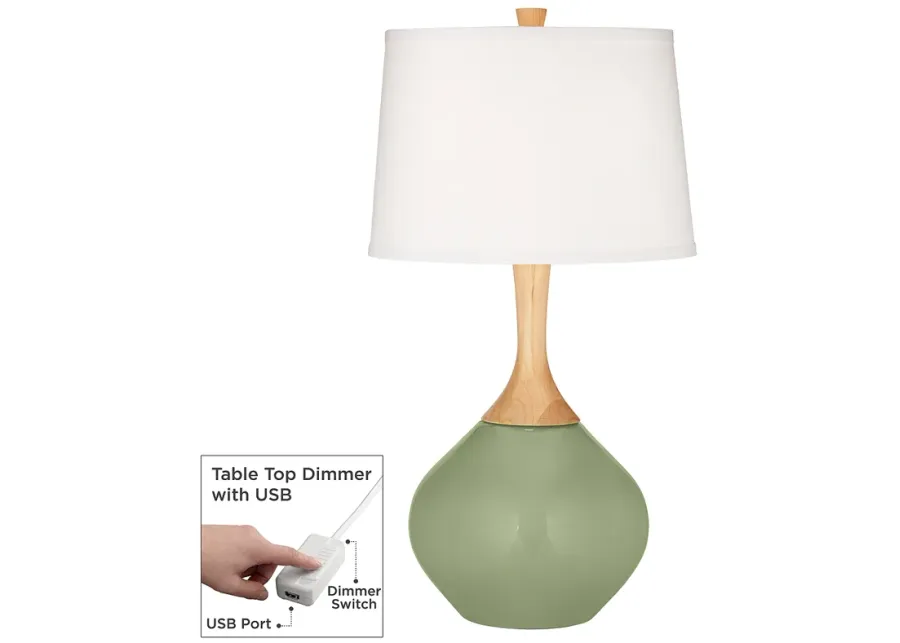 Majolica Green Wexler Table Lamp with Dimmer