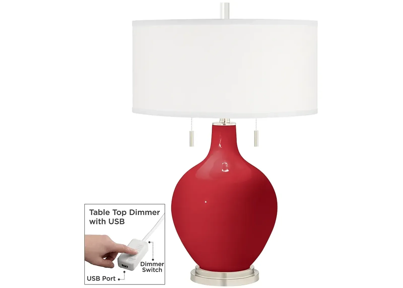 Ribbon Red Toby Table Lamp with Dimmer