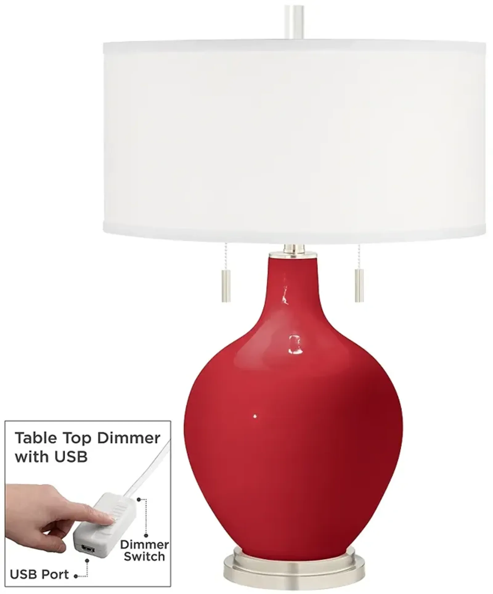 Ribbon Red Toby Table Lamp with Dimmer