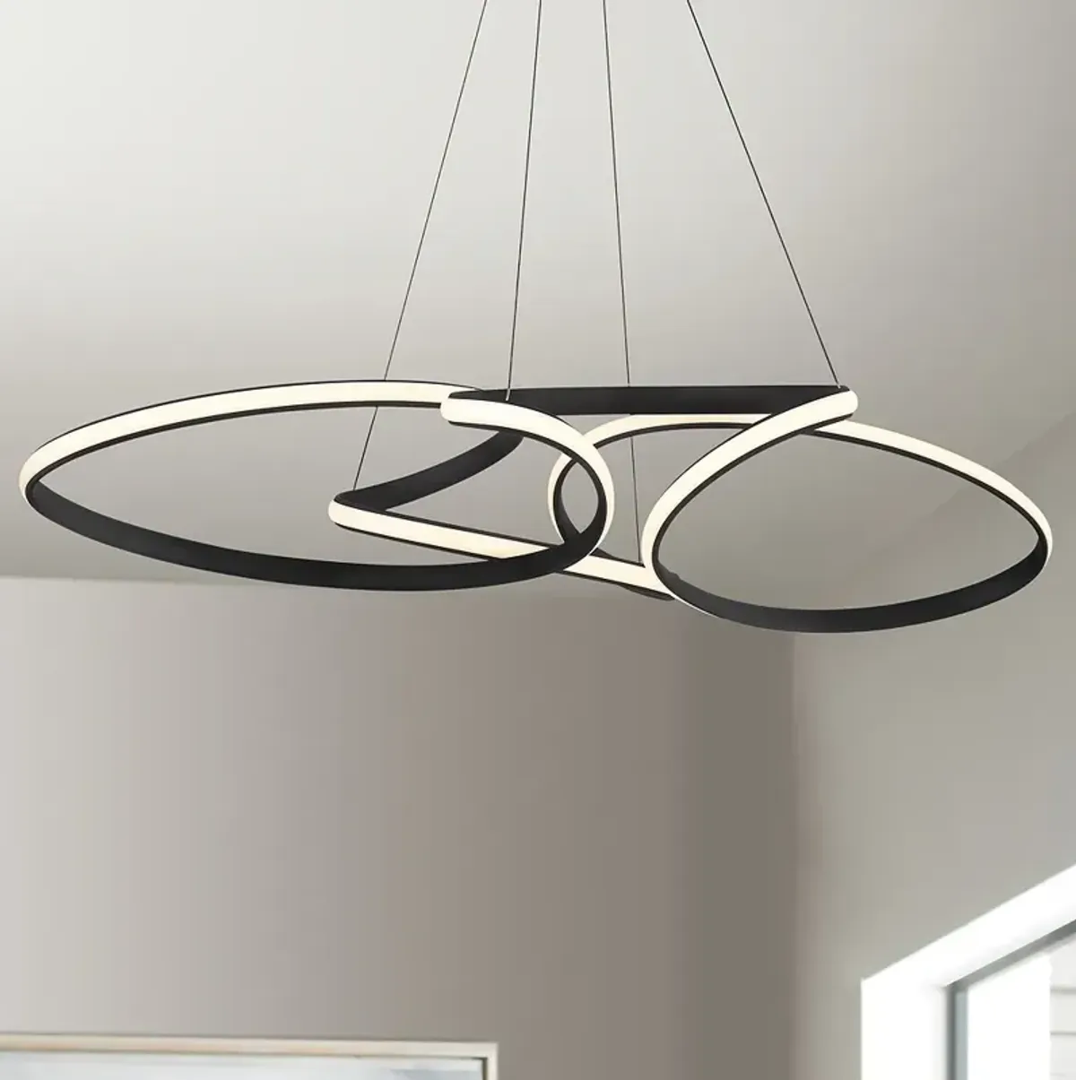 Possini Euro Helix 39 1/2" Sand Black LED Multi-Ring Pendant Light