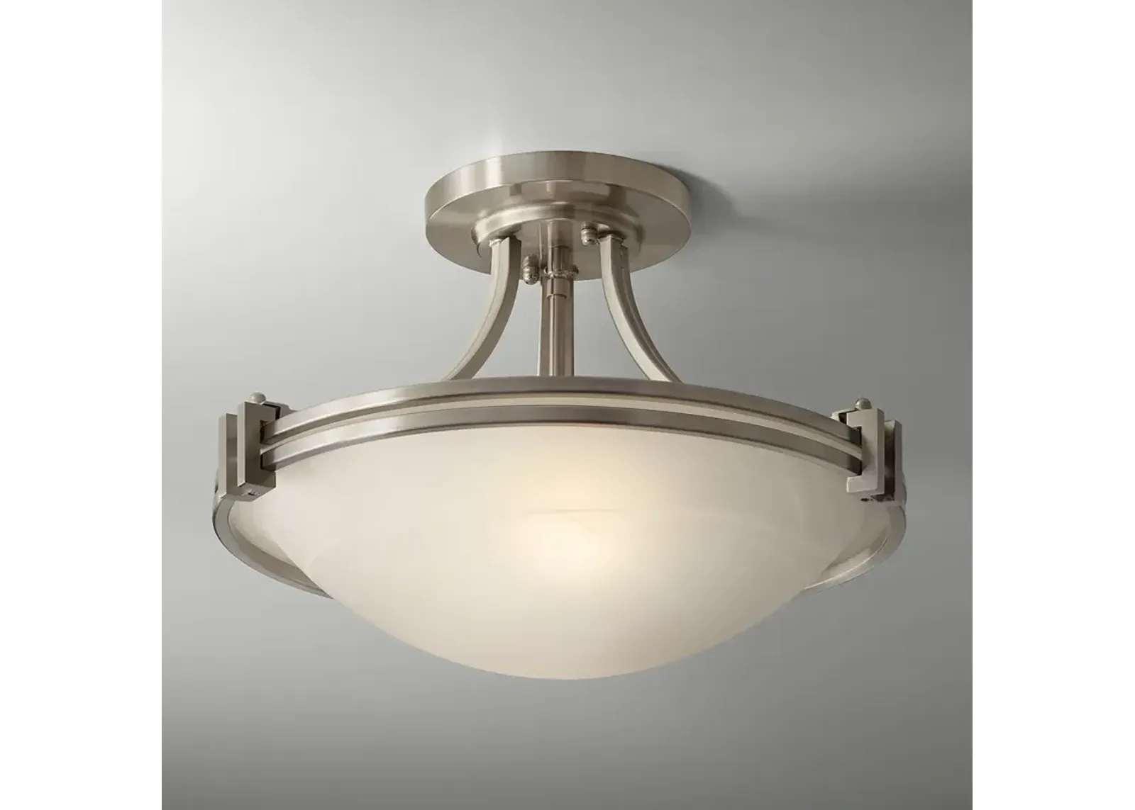 Possini Euro Deco 16" Wide Brushed Nickel Ceiling Light