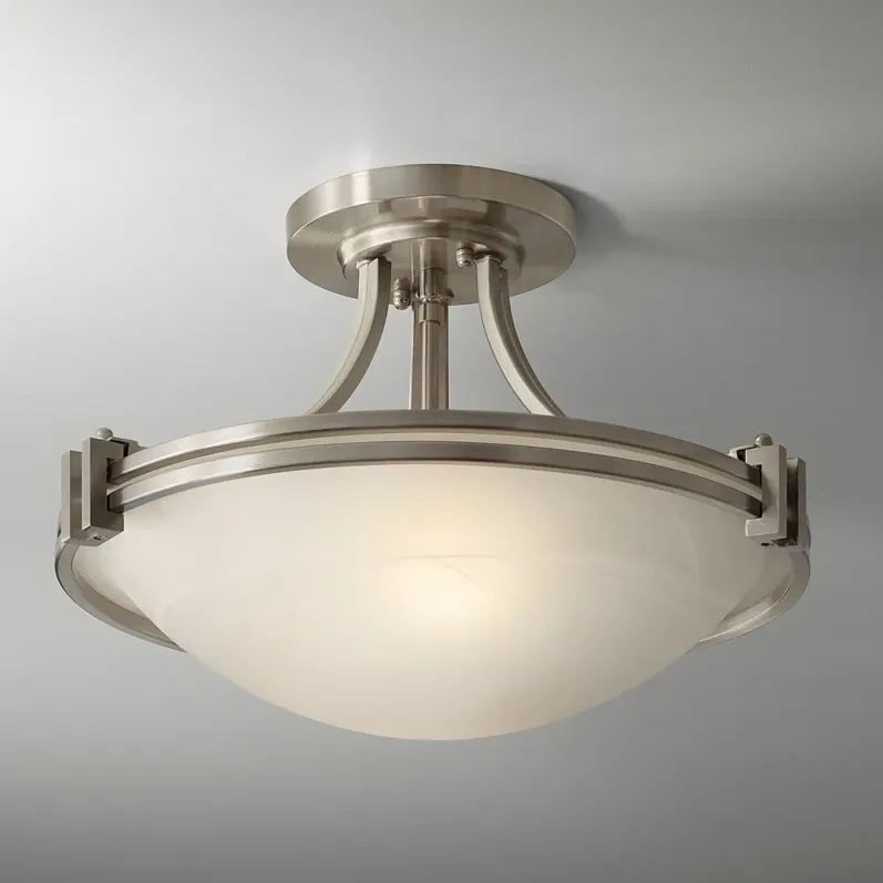 Possini Euro Deco 16" Wide Brushed Nickel Ceiling Light