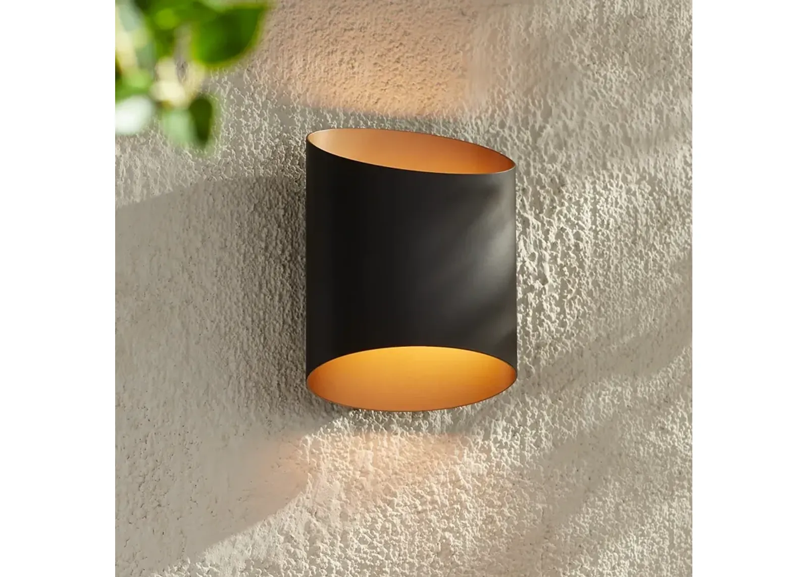 Possini Euro Everard 10" High Black and Gold LED Outdoor Wall Light