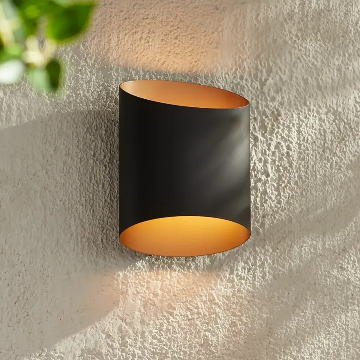 Possini Euro Everard 10" High Black and Gold LED Outdoor Wall Light