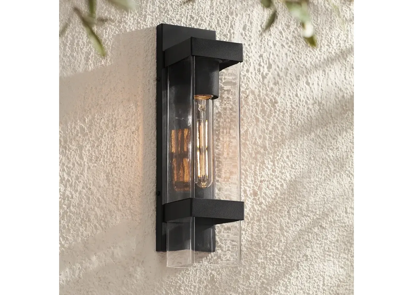 Solum 17" High Textured Black Outdoor Wall Light