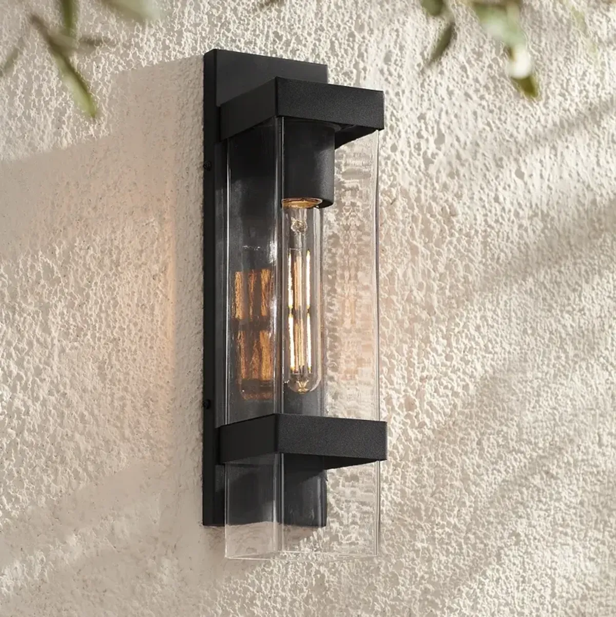 Solum 17" High Textured Black Outdoor Wall Light