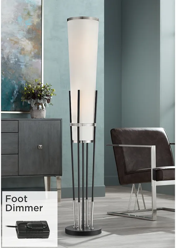 Flute Satin Black Floor Lamp with Foot Operated Dimmer