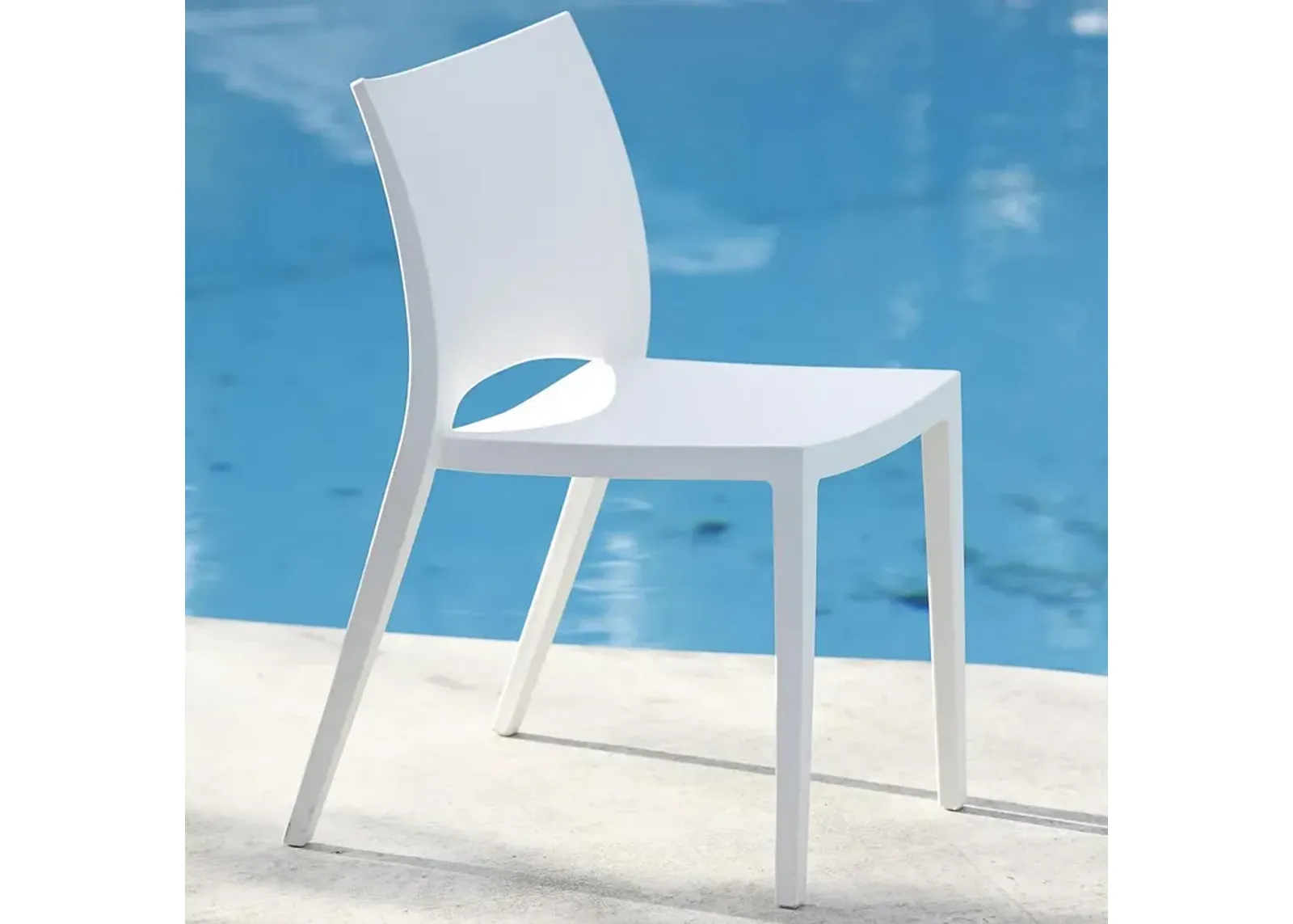 Leslie White Outdoor Stackable Side Chair