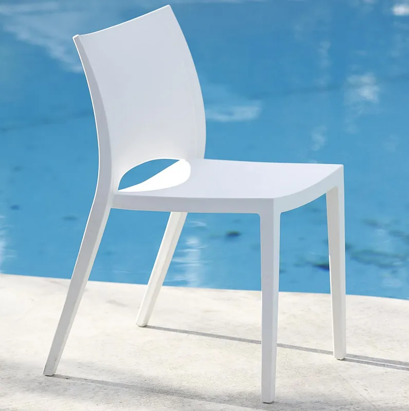 Leslie White Outdoor Stackable Side Chair