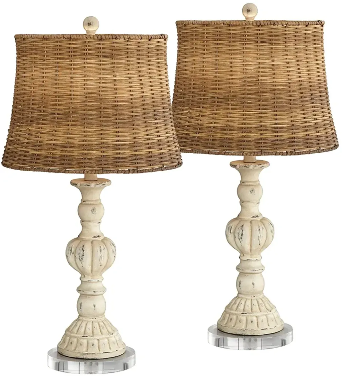 John Timberland Trinidad 27 1/2" White Candlestick Lamps with Risers