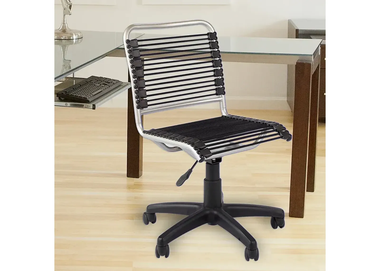 Bungie Low Back Black and Aluminum Adjustable Office Chair