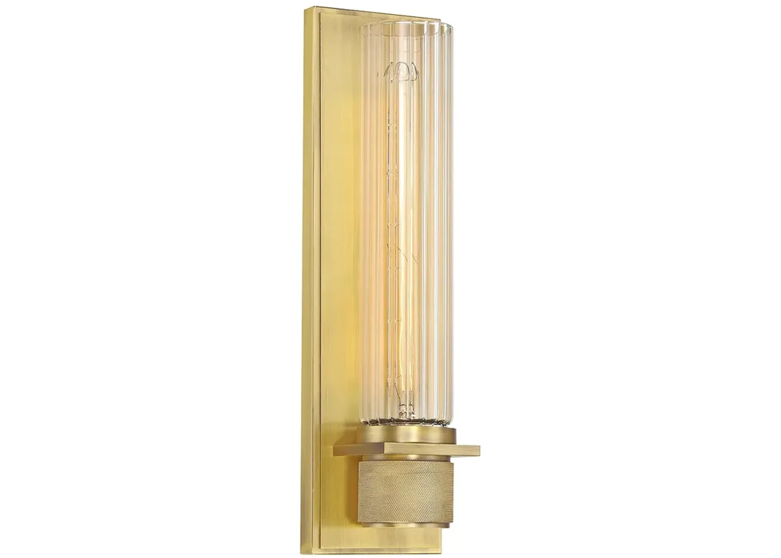 Possini Euro Bailey 16" High Brass and Ribbed Clear Glass Wall Sconce