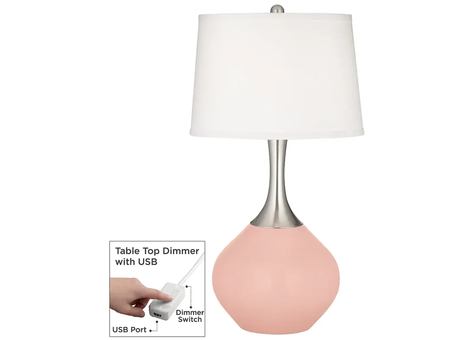 Rose Pink Spencer Table Lamp with Dimmer