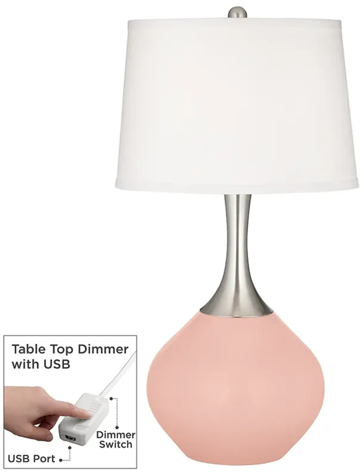 Rose Pink Spencer Table Lamp with Dimmer