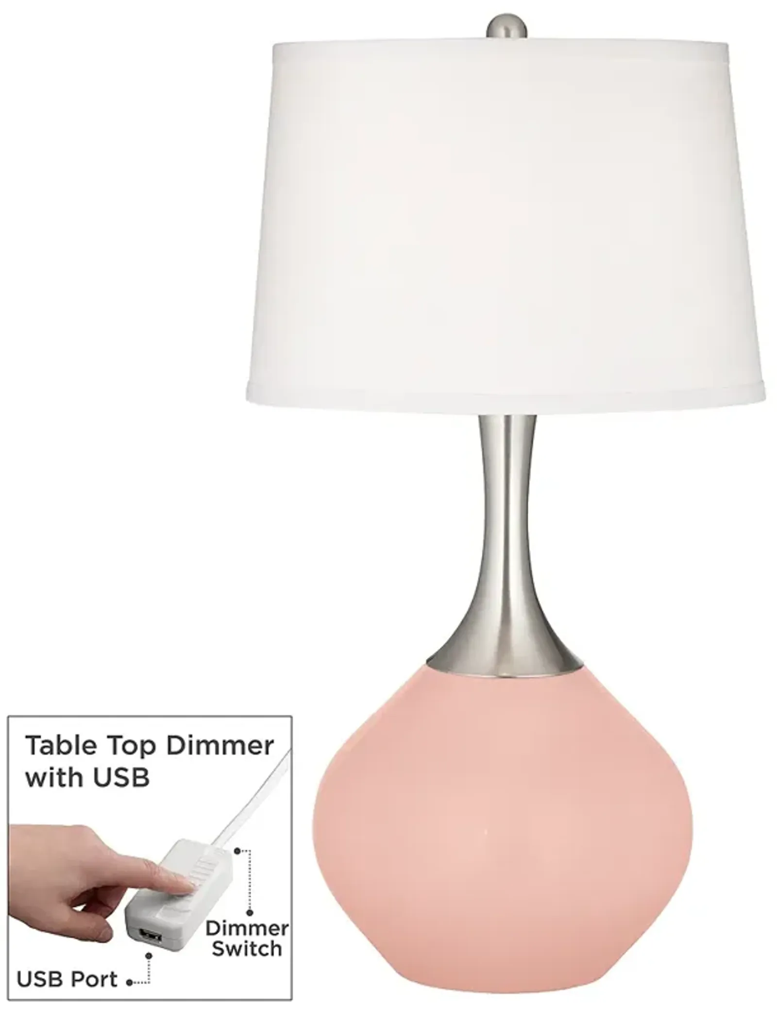 Rose Pink Spencer Table Lamp with Dimmer