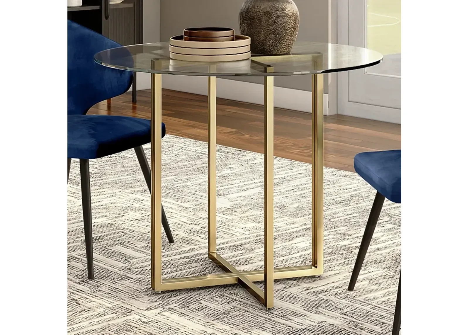 Legend 48" Wide Brushed Gold Round Dining Table