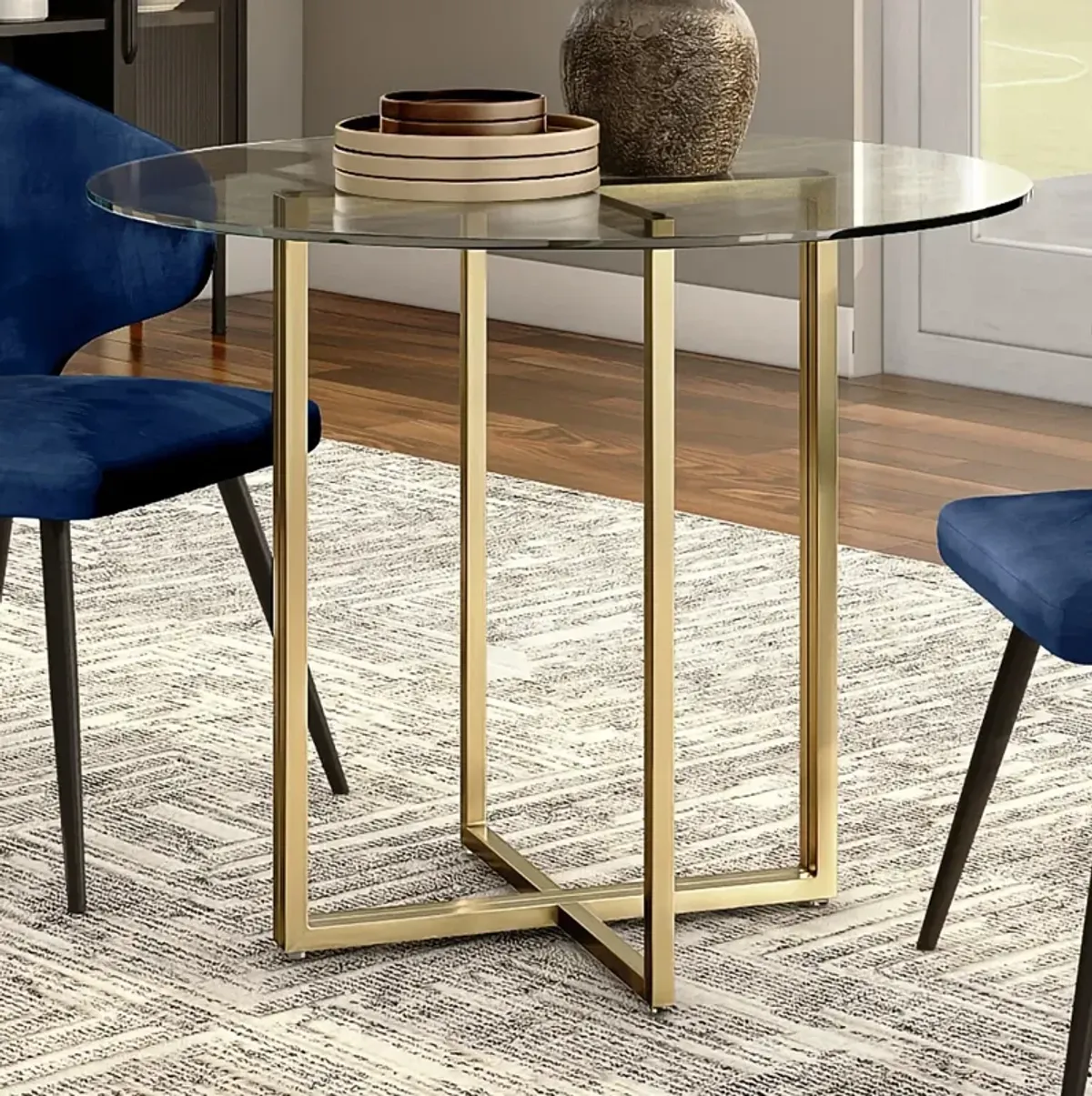 Legend 48" Wide Brushed Gold Round Dining Table