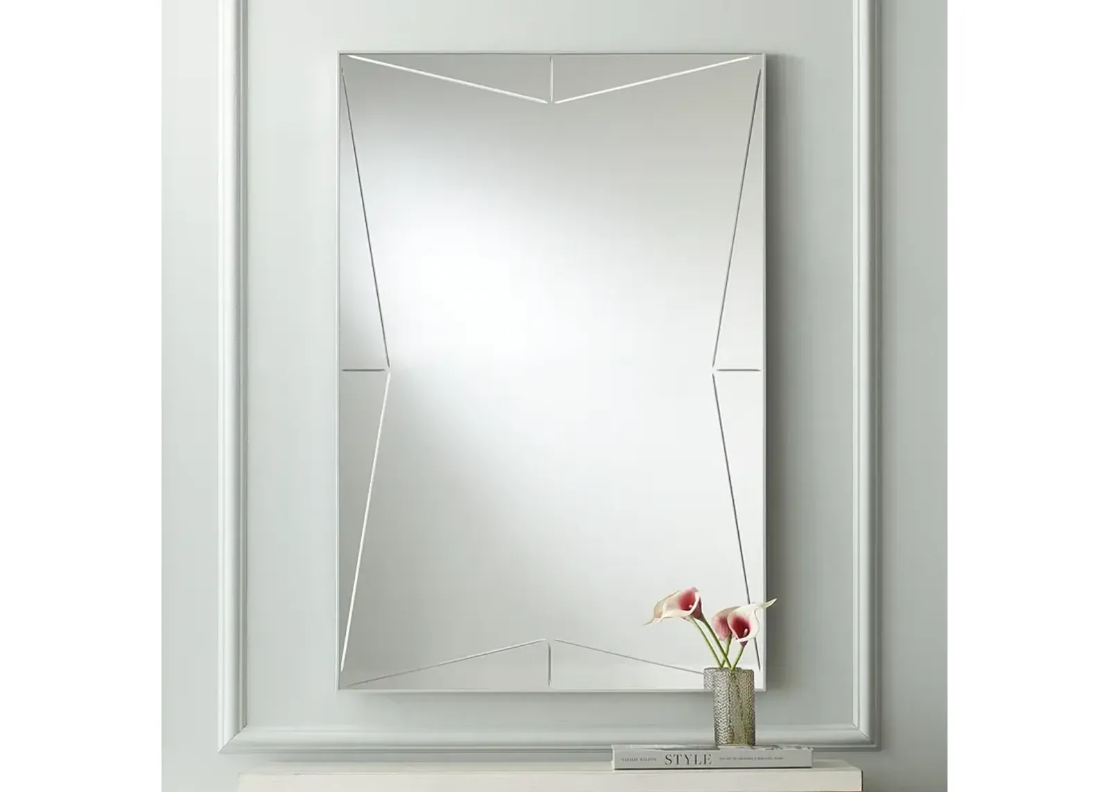 Possini Euro Relevei Silver 26" x 39" Rectangular Wall Mirror