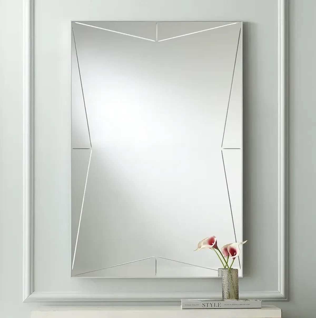 Possini Euro Relevei Silver 26" x 39" Rectangular Wall Mirror