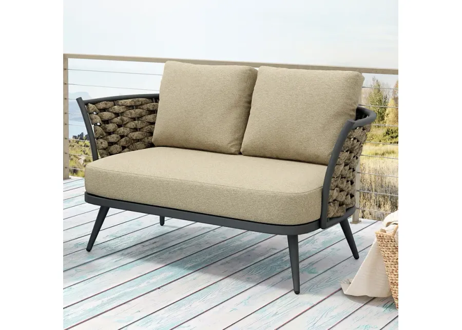 Solna 55 1/2" Wide Taupe Aluminum Outdoor Loveseat