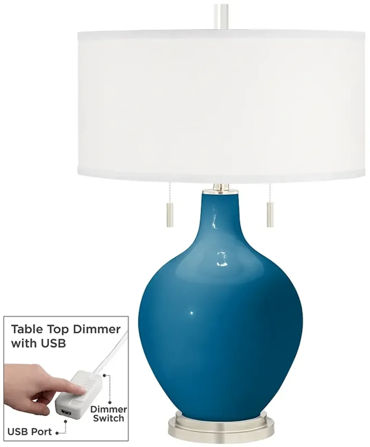 Mykonos Blue Toby Table Lamp with Dimmer